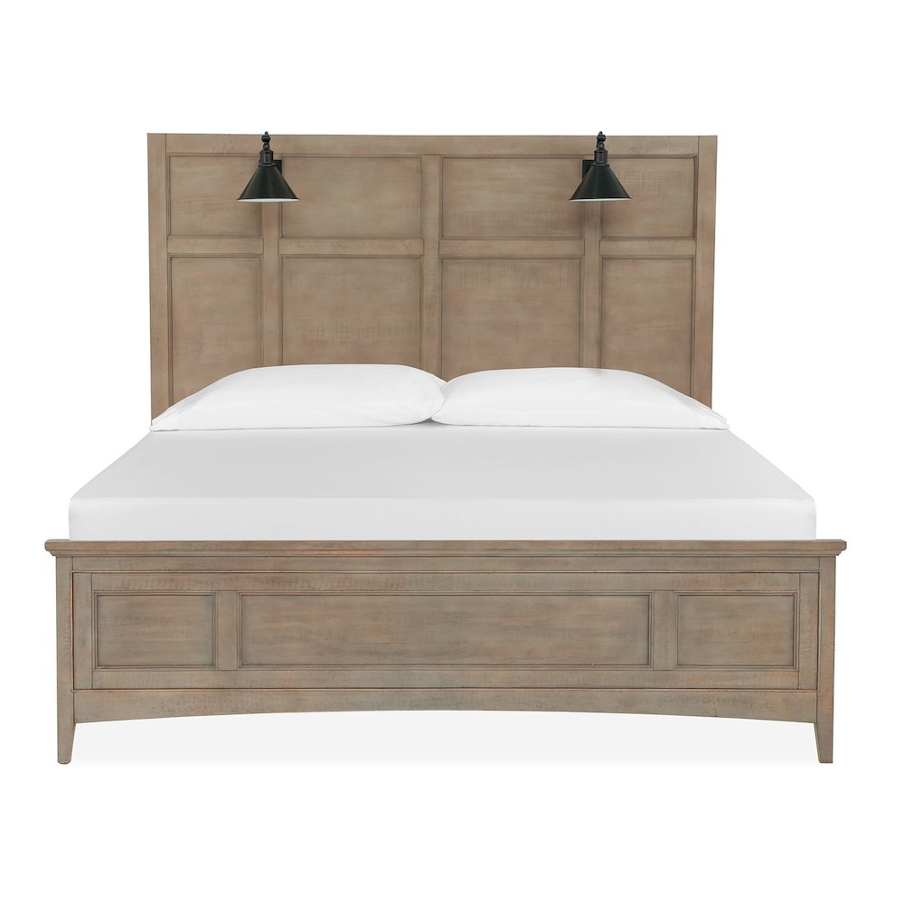 Paxton Place Dovetail Grey California King Lamp Panel Bed
