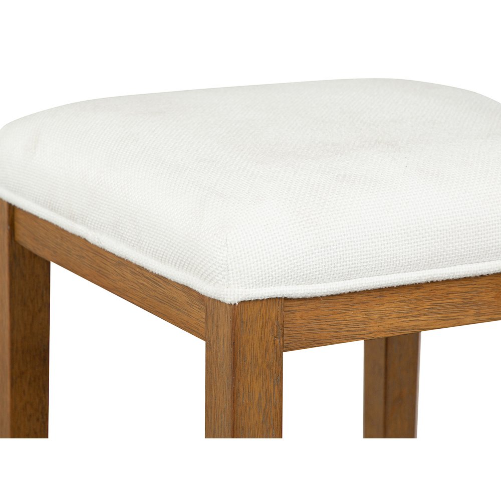 Lindon Belgian Wheat White Upholstered Stool