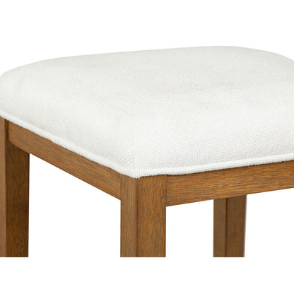 Lindon Belgian Wheat White Upholstered Stool
