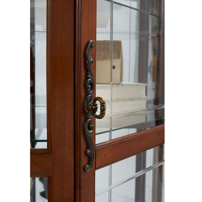 Pulaski Curios Warm Cherry Brown Mirrored Corner Curio Cabinet