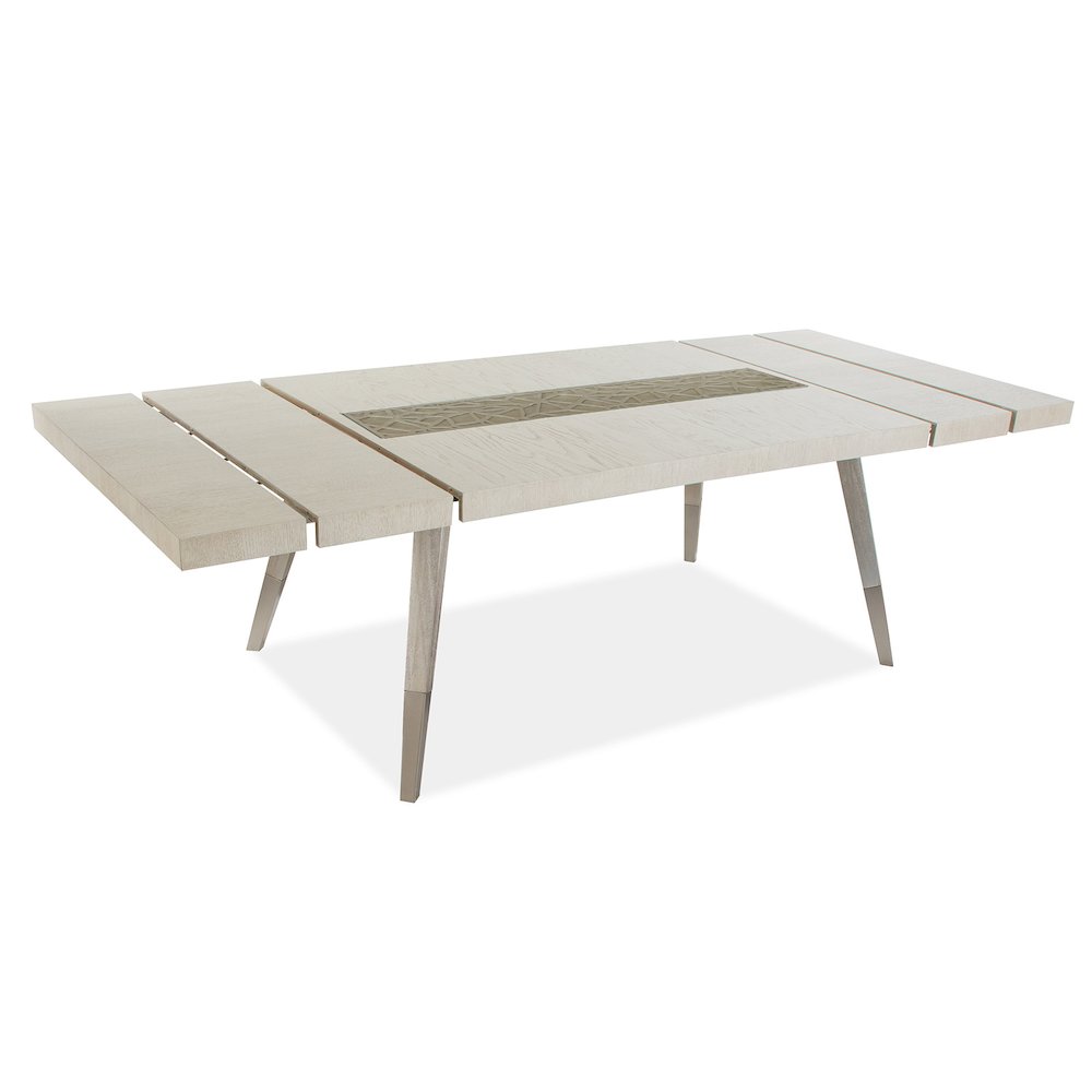 Lenox Warm Silver And Acadia White Extendable Rectangular Dining Table