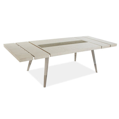 Lenox Warm Silver And Acadia White Extendable Rectangular Dining Table