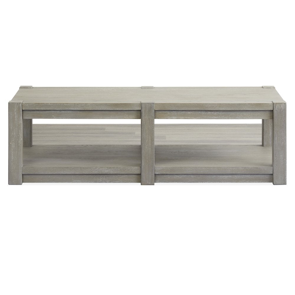 Burgess Calico Grey Rectangular Shelf Cocktail Table With Casters