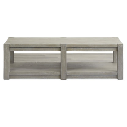 Burgess Calico Grey Rectangular Shelf Cocktail Table With Casters
