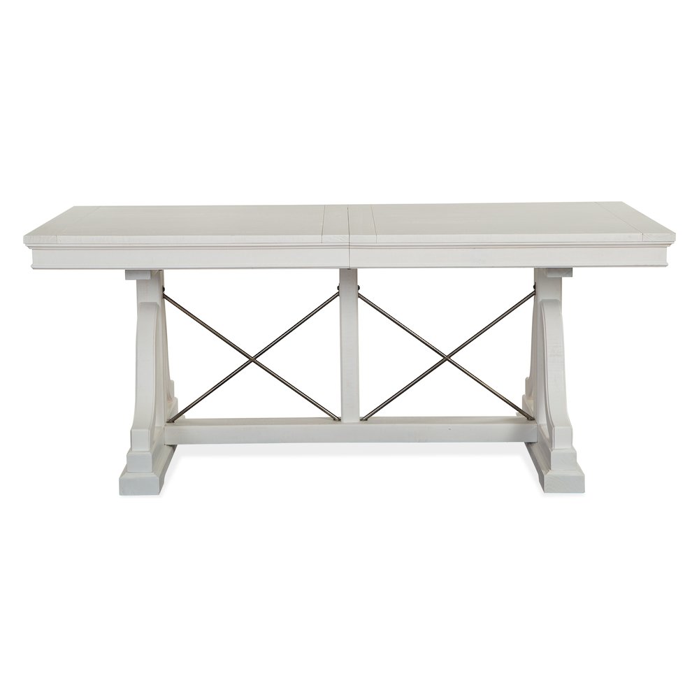 Heron Cove Chalk White And Dovetail Grey Extendable Trestle Dining Table