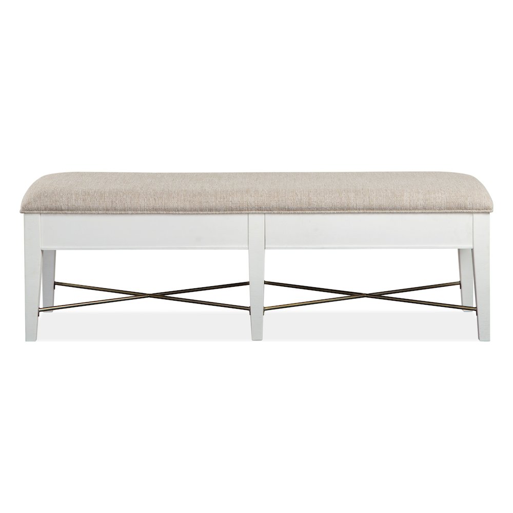 Heron Cove Chalk White And Dovetail Grey Upholstered Bench