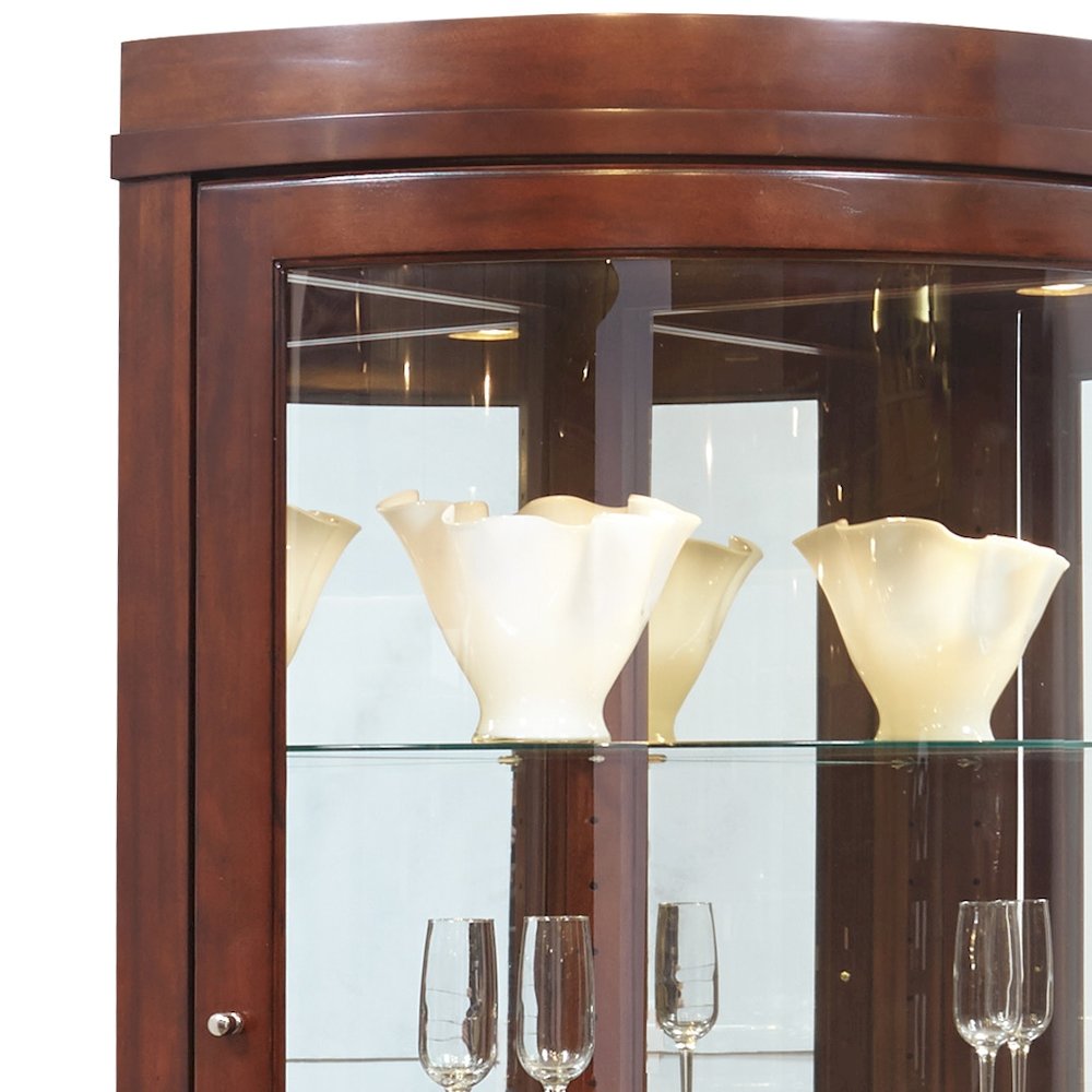 Pulaski Curios Cherry Brown Curved 5 Shelf Corner Curio Cabinet