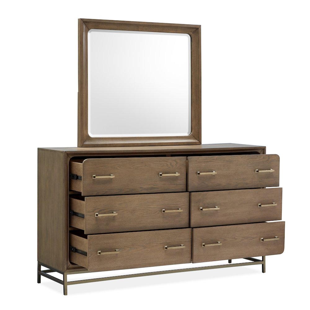 Lindon Belgian Wheat And Coffee Bean Double Drawer Dresser With Landscape Mirror