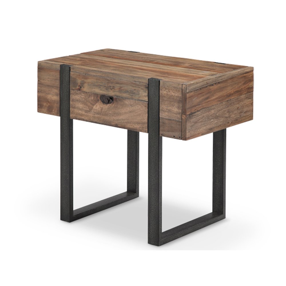 Prescott Rustic Honey And Distressed Iron Chairside End Table