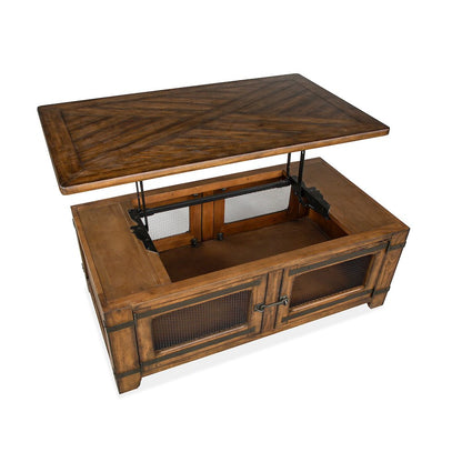 Chesterfield Farmhouse Timber Lift Top Storage Cocktail Table With Casters