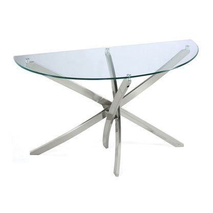 Zila Brushed Nickel Demilune Sofa Table