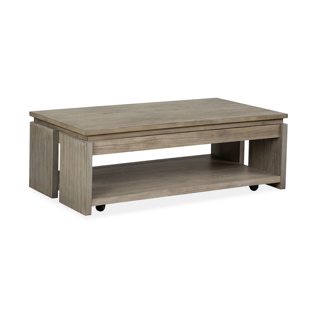 Stone Harbor Grey Rectangular Lift Top Storage Cocktail Table With Casters