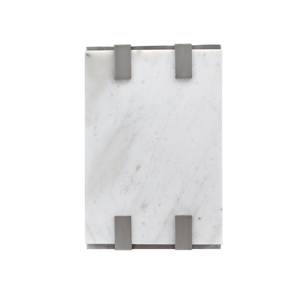 Pearl White And Roasted Almond And Brushed Platinum Rectangular Accent Table