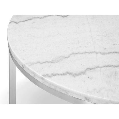 Esme White Marble And Brushed Nickel Round Cocktail Table