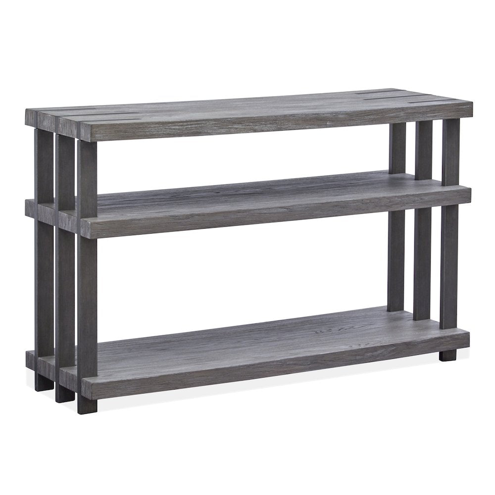 Eldridge Weathered Gravel And Satin Bronze Rectangular Sofa Table