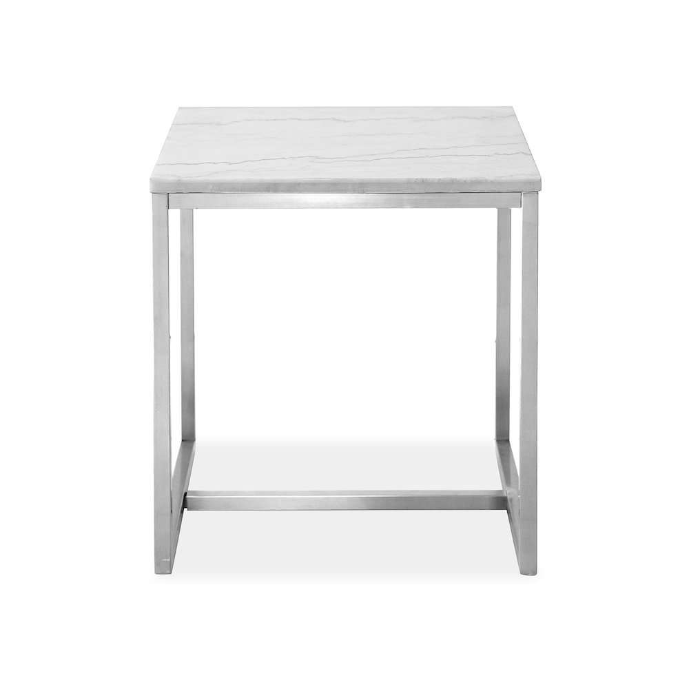 Esme White Marble And Brushed Nickel Rectangular End Table