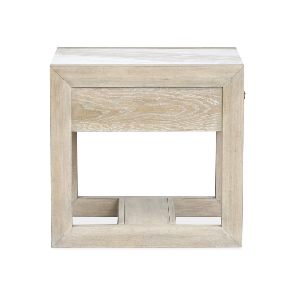 Preston Gallery Buff And Antique Silver Rectangular End Table
