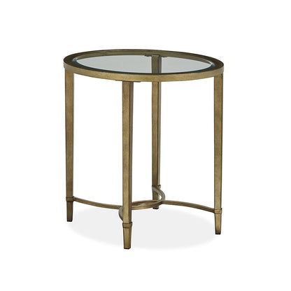 Copia Antiqued Silver With Gold Tint Oval End Table