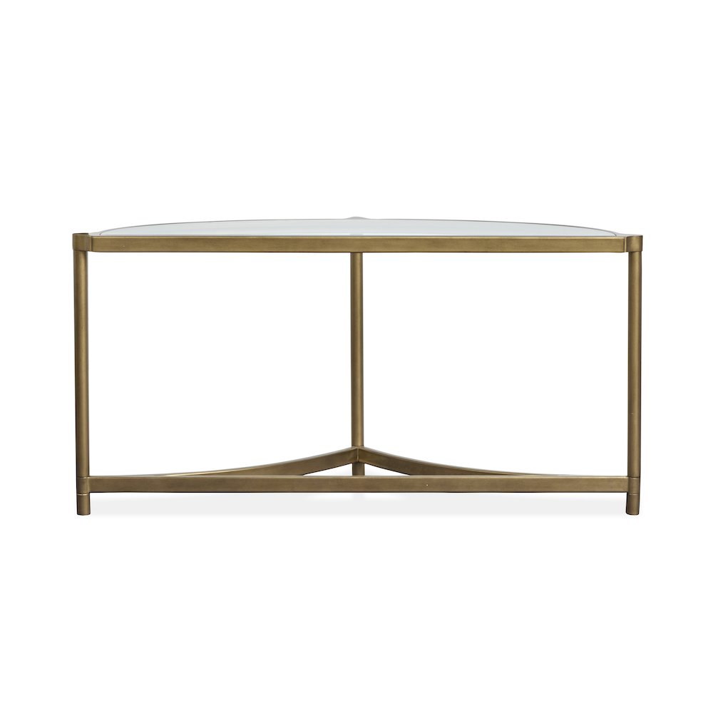 Cassidy Aged Brass And Volakas Classic Demilune Sofa Table