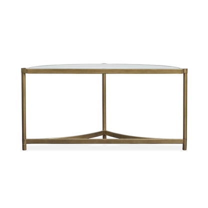 Cassidy Aged Brass And Volakas Classic Demilune Sofa Table