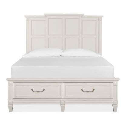 Willowbrook Egg Shell White With Slight Rub Through Queen Panel Storage Bed