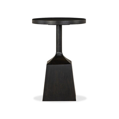 Lindon Coffee Bean Round Pedestal Accent End Table