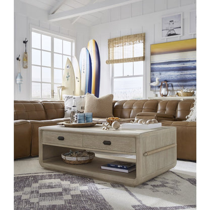 Sunset Cove Sanibel Brown Rectangular Cocktail Table With Casters