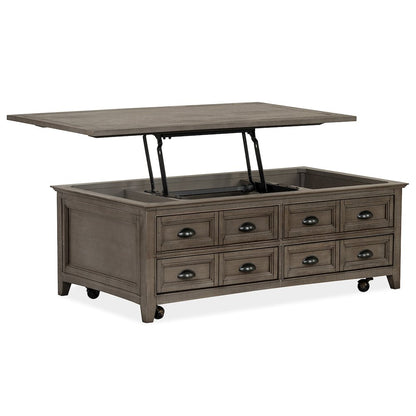 Paxton Place Dovetail Grey Lift Top Storage Cocktail Table With Casters