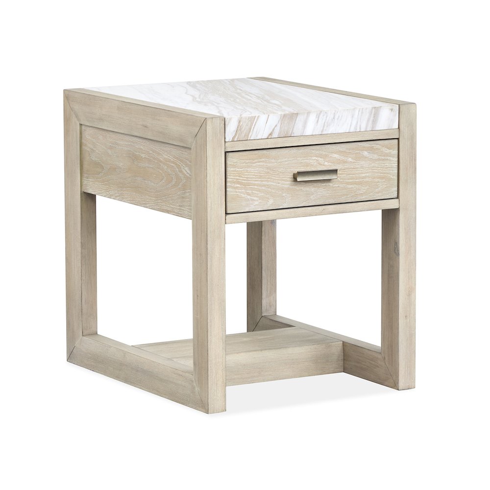 Preston Gallery Buff And Antique Silver Rectangular End Table