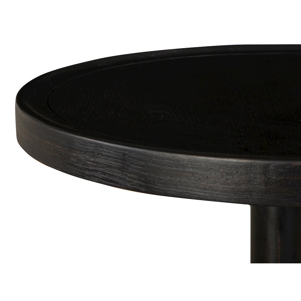 Lindon Coffee Bean Round Pedestal Accent End Table