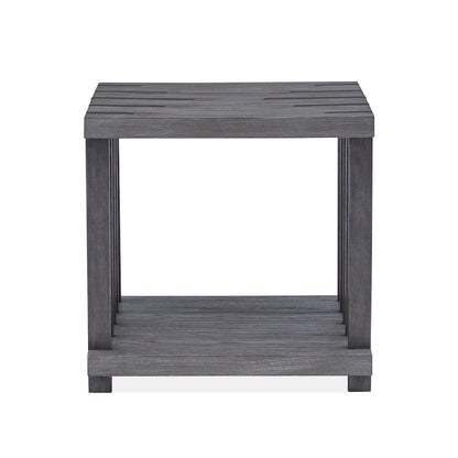 Eldridge Weathered Gravel And Satin Bronze Rectangular End Table