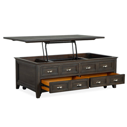 Westley Falls Graphite Lift Top Storage Cocktail Table With Casters