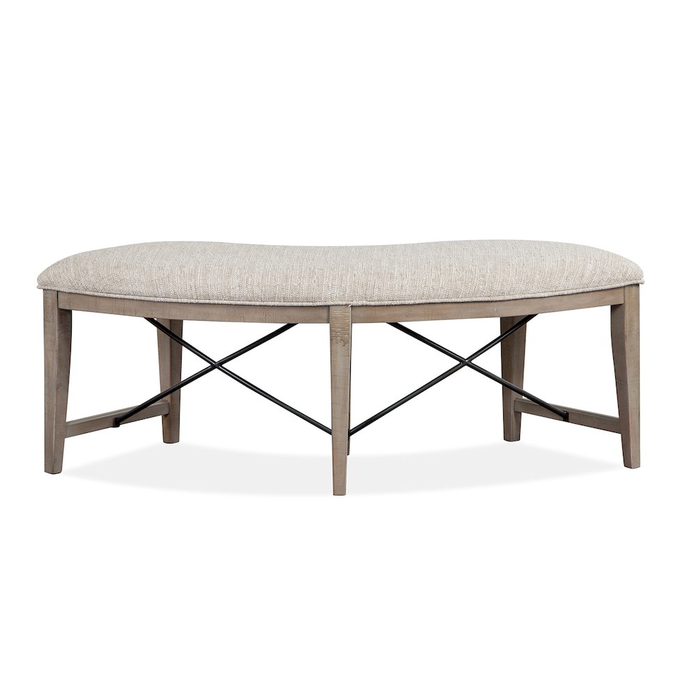 Paxton Place Dovetail Grey Upholstered Curved Bench