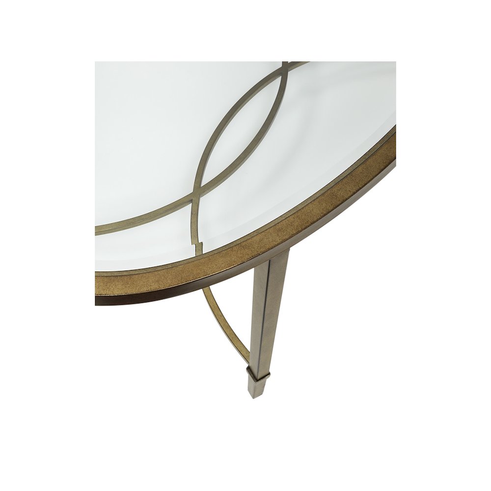 Copia Antiqued Silver With Gold Tint Oval Cocktail Table