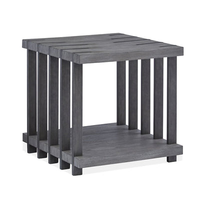 Eldridge Weathered Gravel And Satin Bronze Rectangular End Table