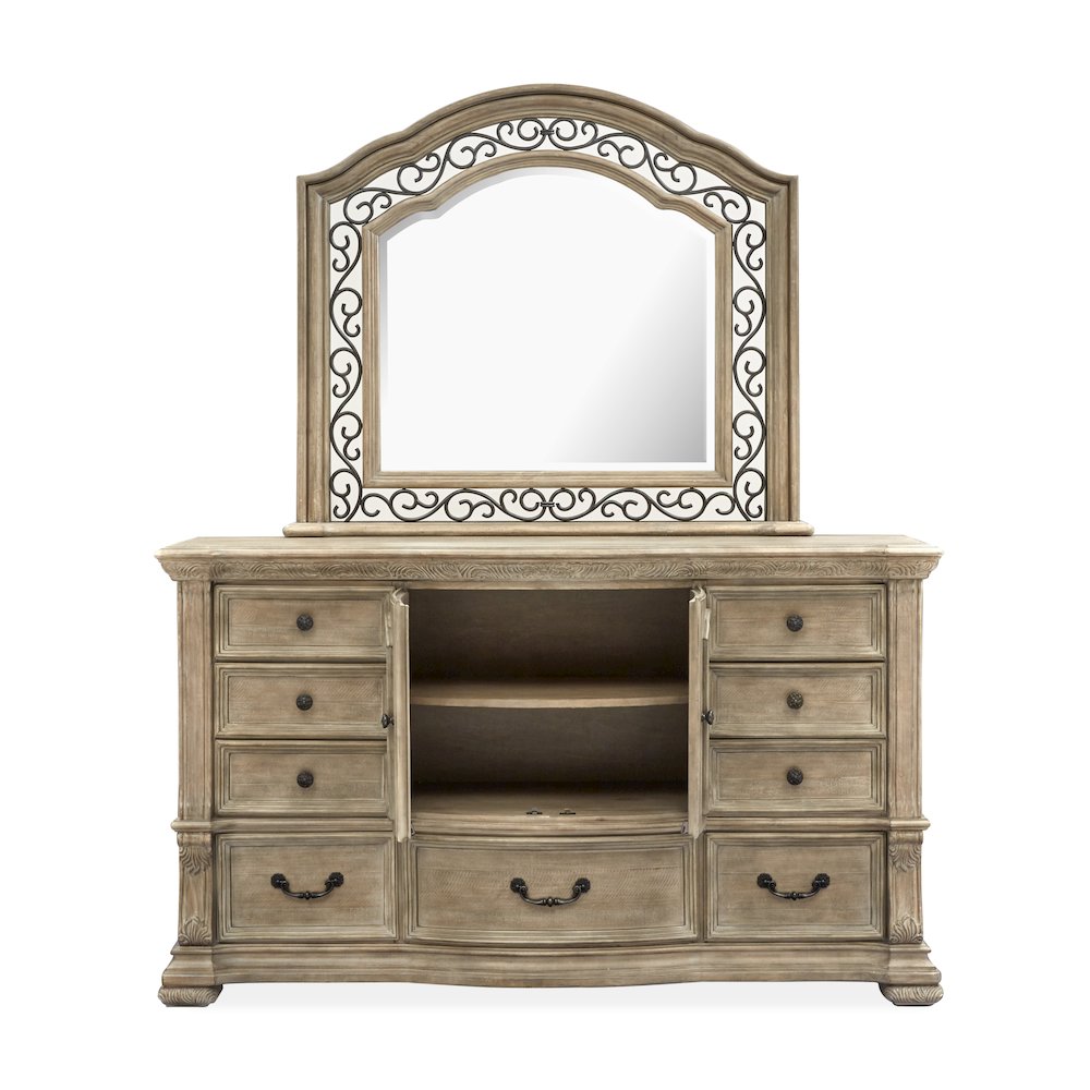 Marisol Fawn Drawer Dresser With Shaped Mirror