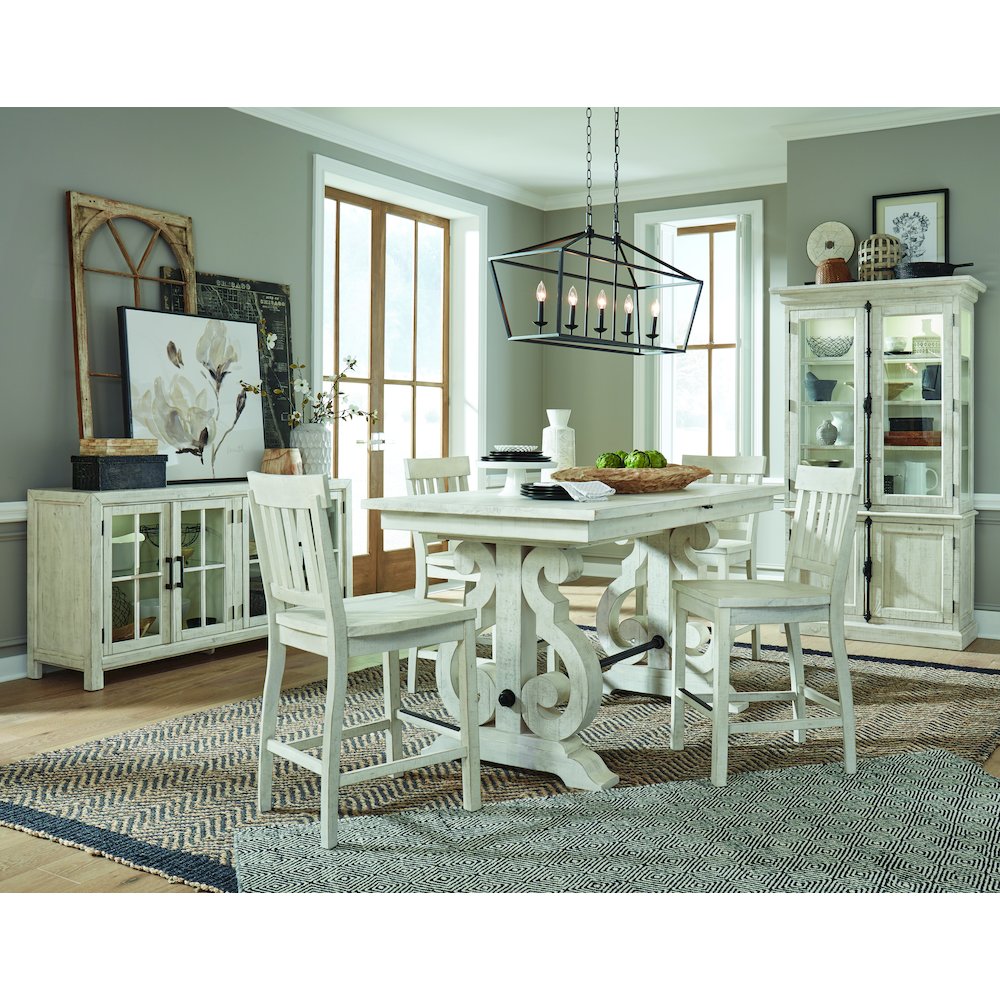 Alabaster And Toasted Nutmeg Extendable Rectangular Counter Height Dining Table