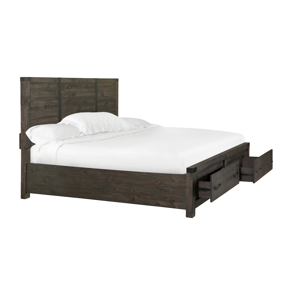 Abington Weathered Charcoal King Panel Storage Bed