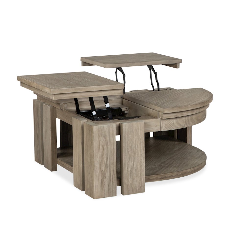 Conrad Stone Harbor Grey Pie Shaped Lift Top Cocktail Table With Casters