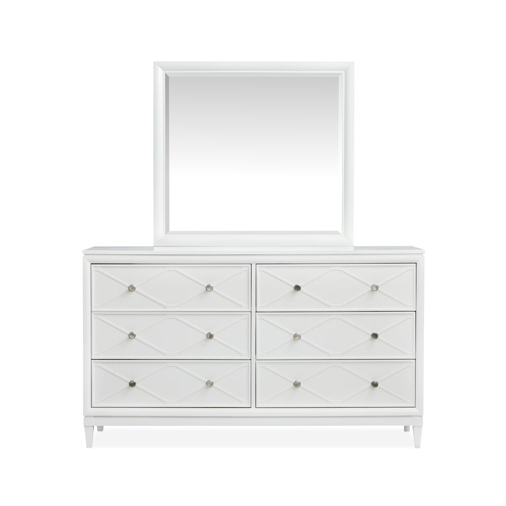 Springhouse Whisper White Double Drawer Dresser With Landscape Mirror