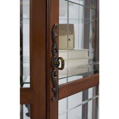 Pulaski Curios Warm Cherry Brown Mirrored Corner Curio Cabinet