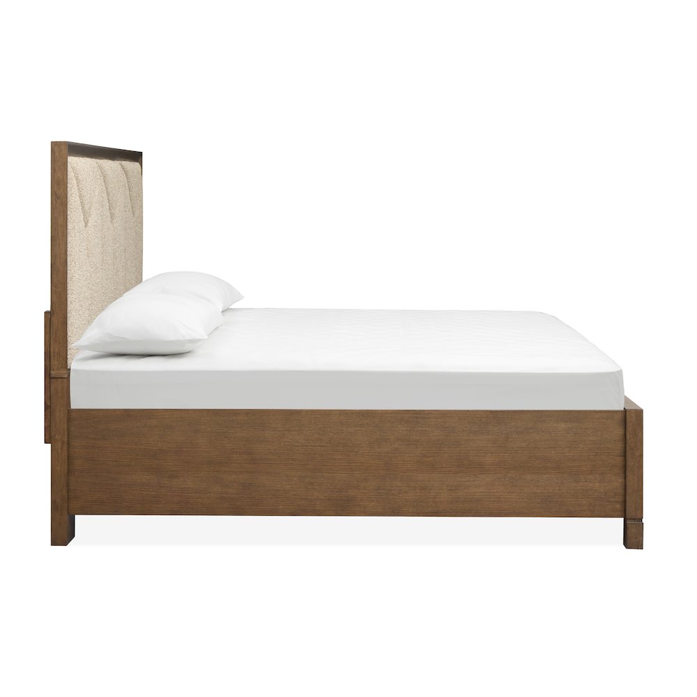 Callisto Bourbon Brown Queen Upholstered Panel Storage Bed