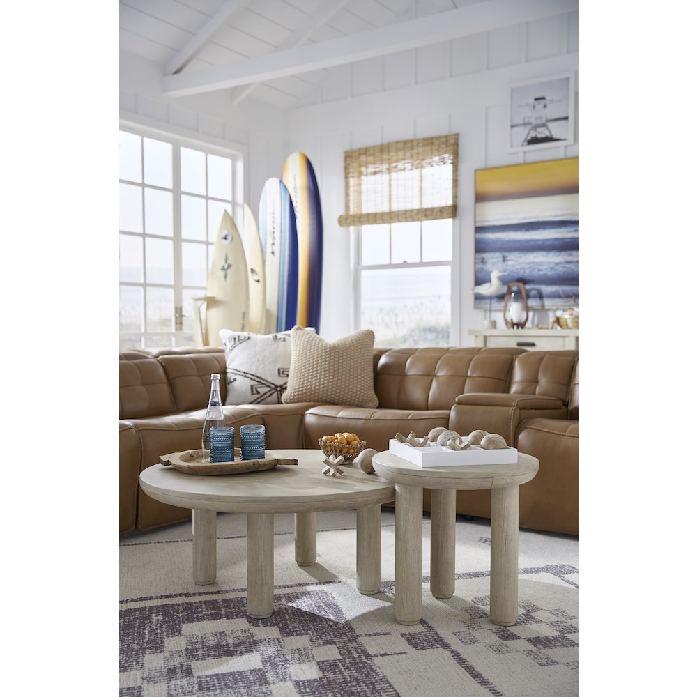 Sunset Cove Sanibel Brown Nesting Cocktail Table With Casters