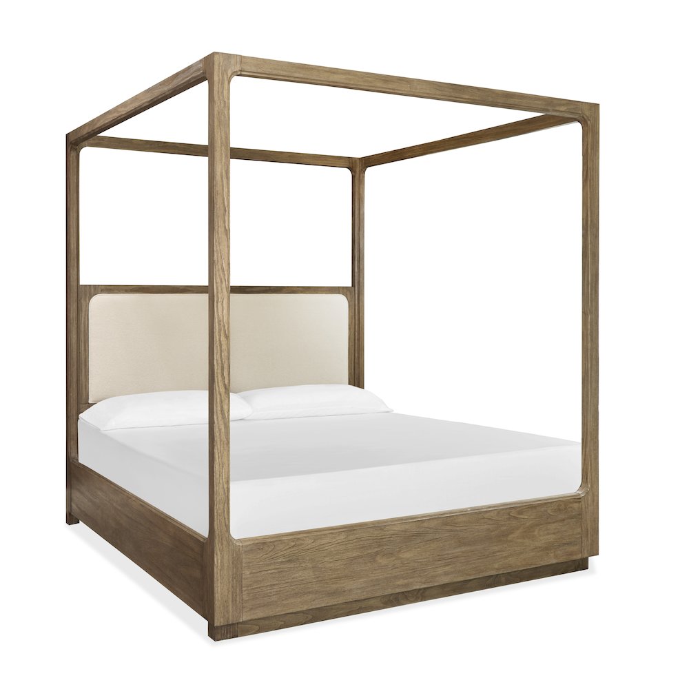 Westbourne Dark Umber Queen Upholstered Poster Bed