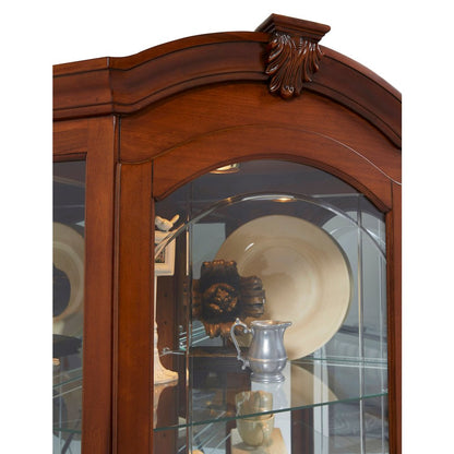 Pulaski Curios Warm Cherry Brown Mirrored Corner Curio Cabinet