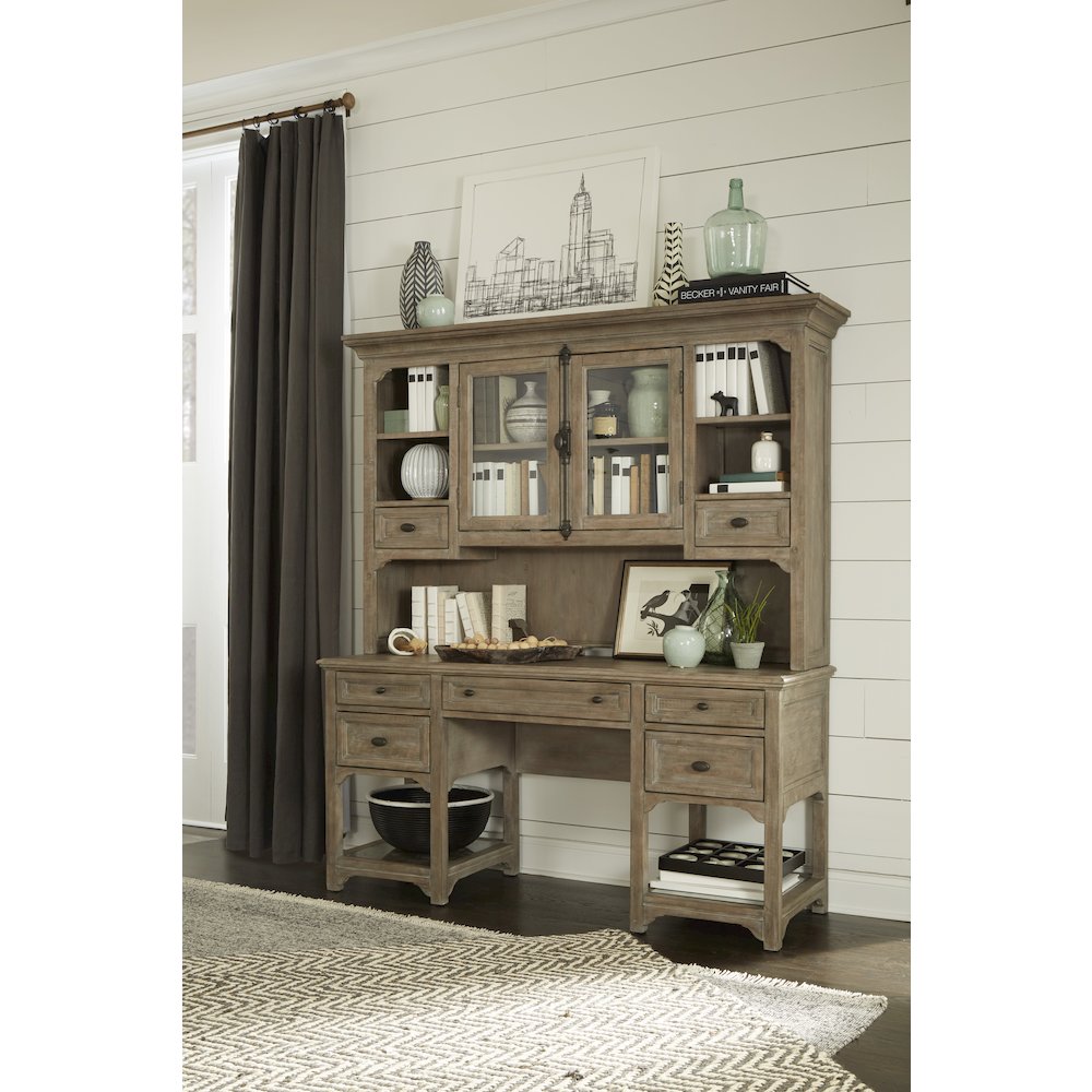 Tinley Park Dove Tail Grey Desk With Hutch
