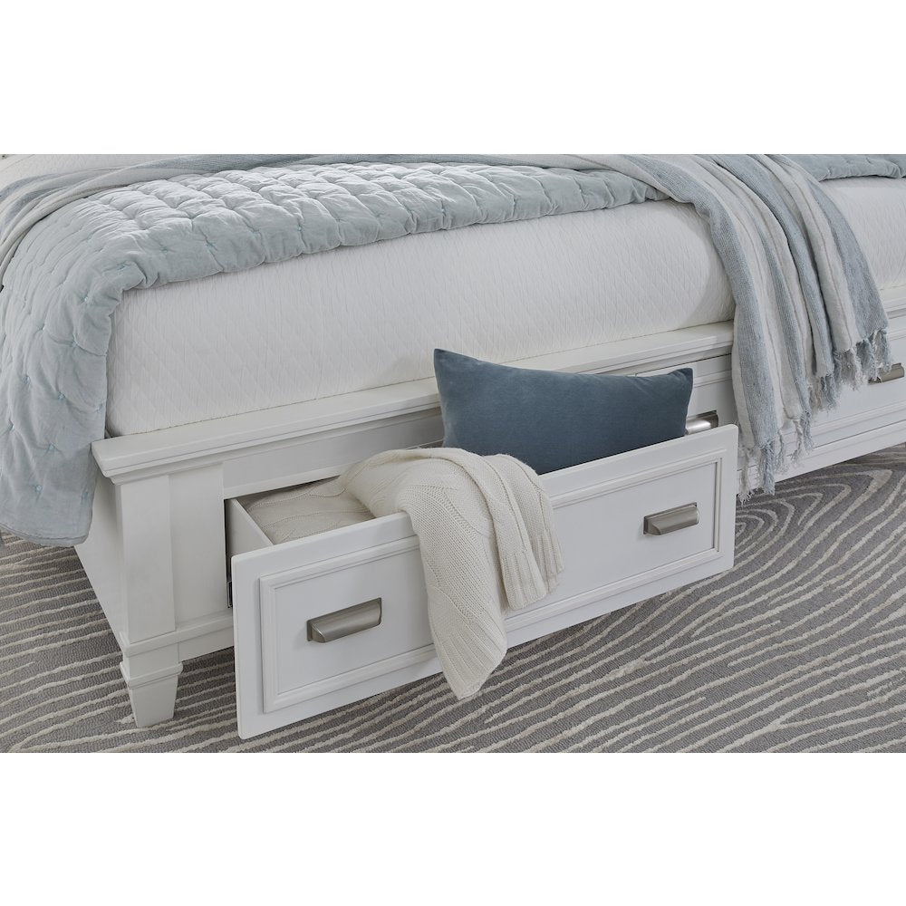 Charleston White Dove Queen White Panel Storage Bed