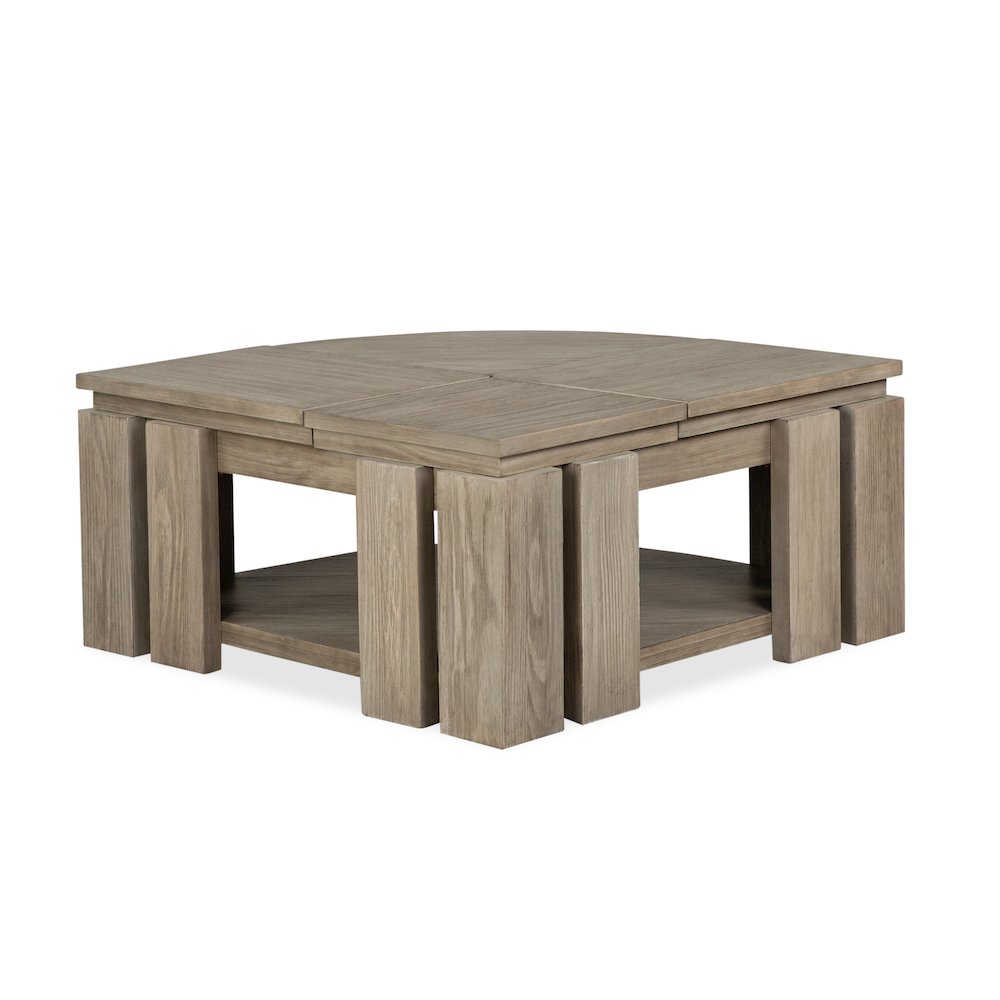 Conrad Stone Harbor Grey Pie Shaped Lift Top Cocktail Table With Casters