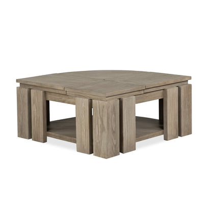 Conrad Stone Harbor Grey Pie Shaped Lift Top Cocktail Table With Casters