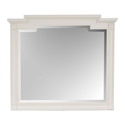Egg Shell White With Slight Rub Through Drawer Dresser With Landscape Mirror